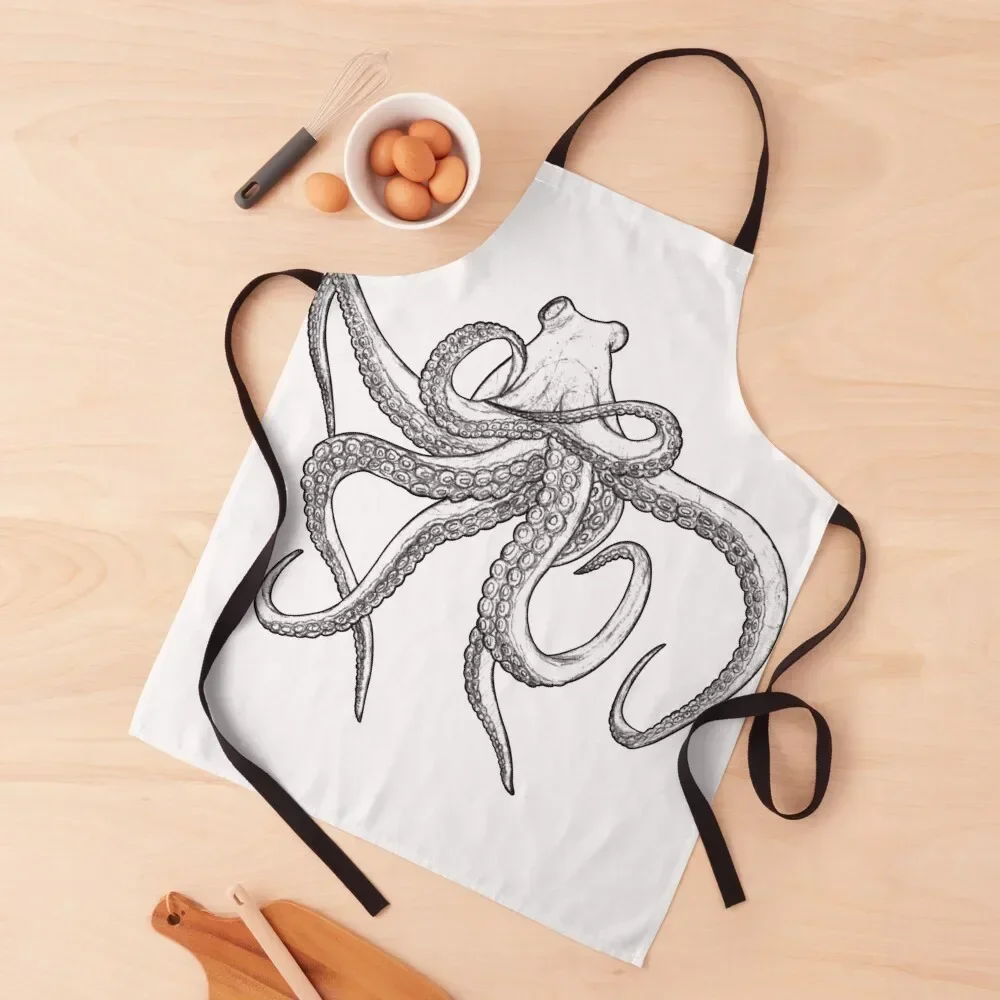 

Black And White Octopus Apron Customizable New year's Kids All For Kitchen And Home Apron