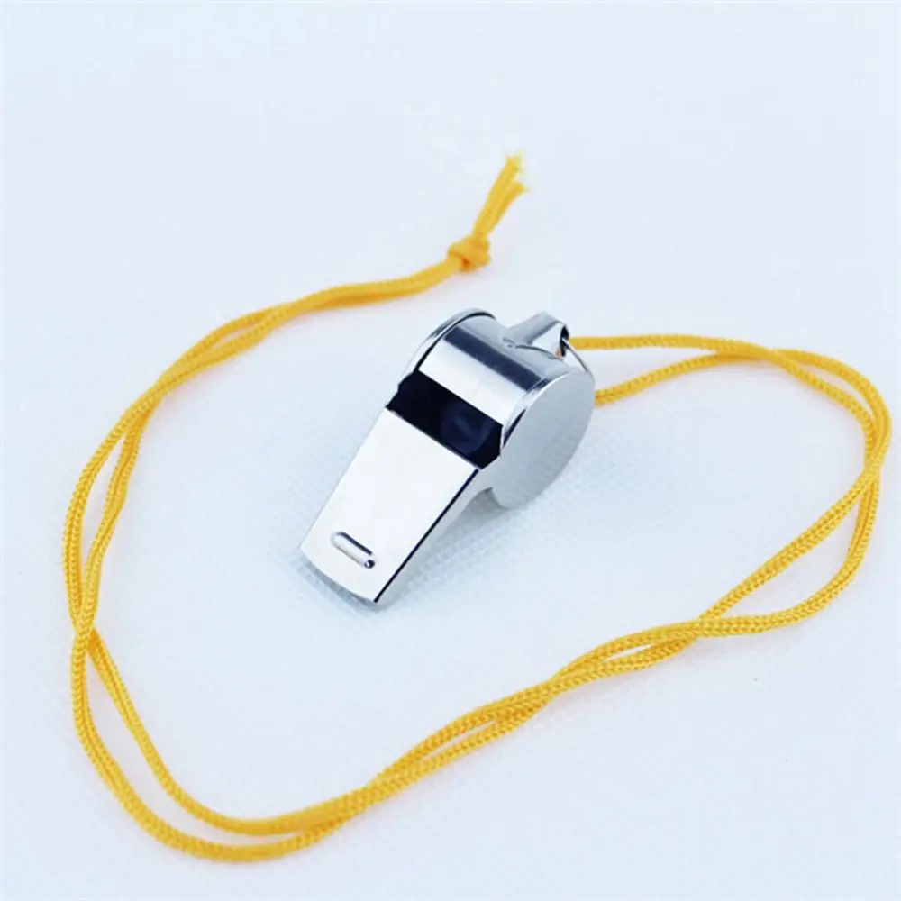 High quality With Black/Yellow Rope Party Training School Cheerleading Tool Stainless Steel Whistles Metal Whistle Cheerleaders
