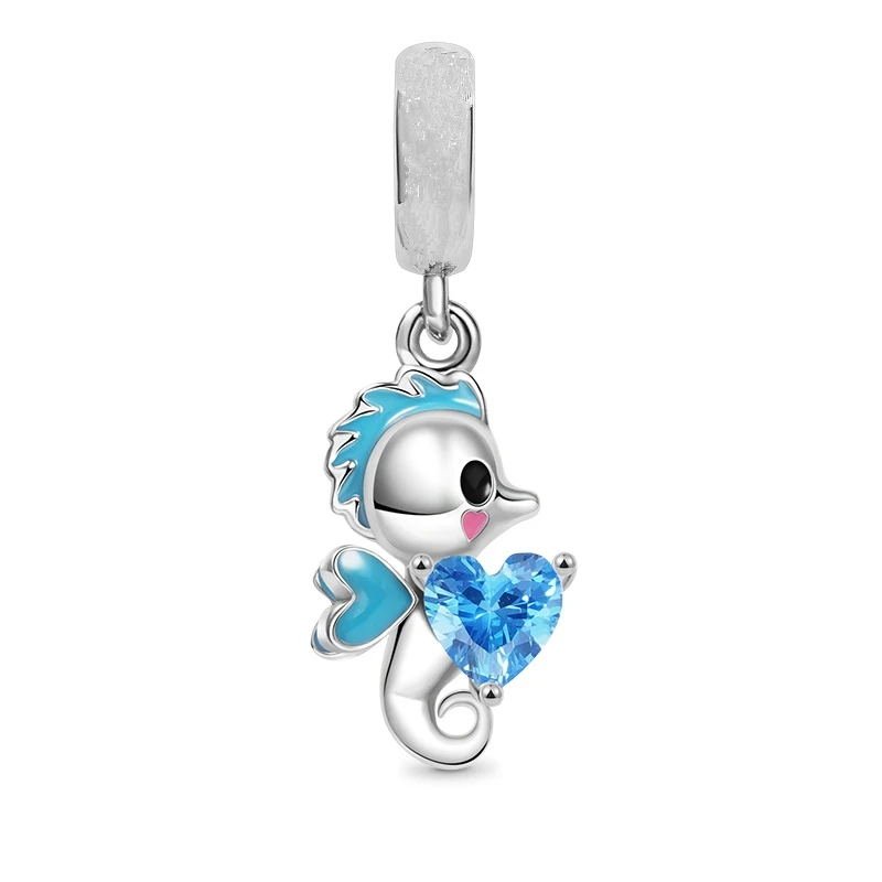 NEW Tiger Bee Duck & Sea Horse Pendant Embraces Heart Gem Charm Beads Fit Original 925 Sterling Silver Bracelet DIY Jewelry