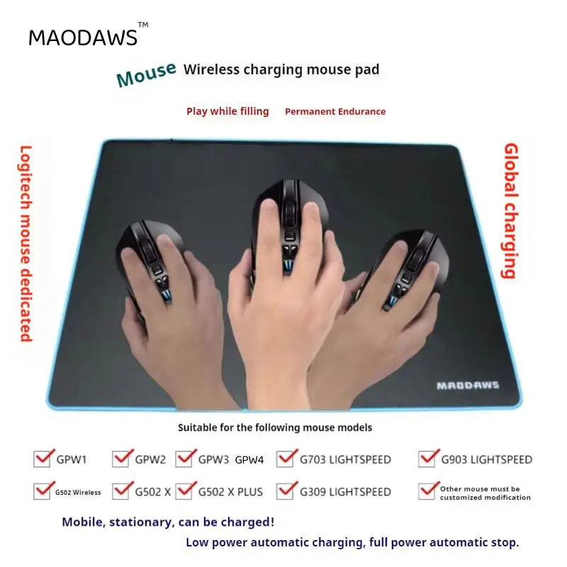 لوحة ماوس لاسلكية قابلة لإعادة الشحن، استبدال لوجيتك Gpw G502 G703 G903، لوحة مفاتيح ماوس Powerplay، منطقة الشحن #4