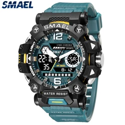 SMAEL orologi da uomo 50m orologio sportivo impermeabile orologio sportivo da uomo militare orologio digitale 8072 con doppio Display al quarzo Led digitale