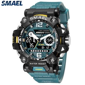 Relojes SMAEL para hombre, reloj deportivo resistente al agua hasta 50m, reloj deportivo militar para hombre, reloj Digital 8072 con pantalla Dual, reloj Digital Led de cuarzo