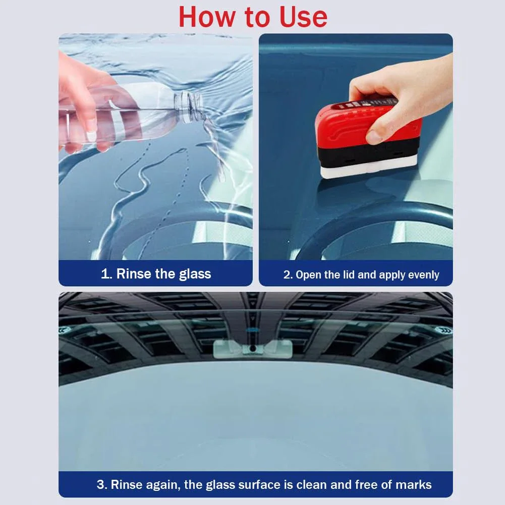 1-5Pcs Car Glass Oil Film Remover Dirt Auto Glass Polishing Compound Automobile Windshield Cleaning Brush Window Auto Detailing