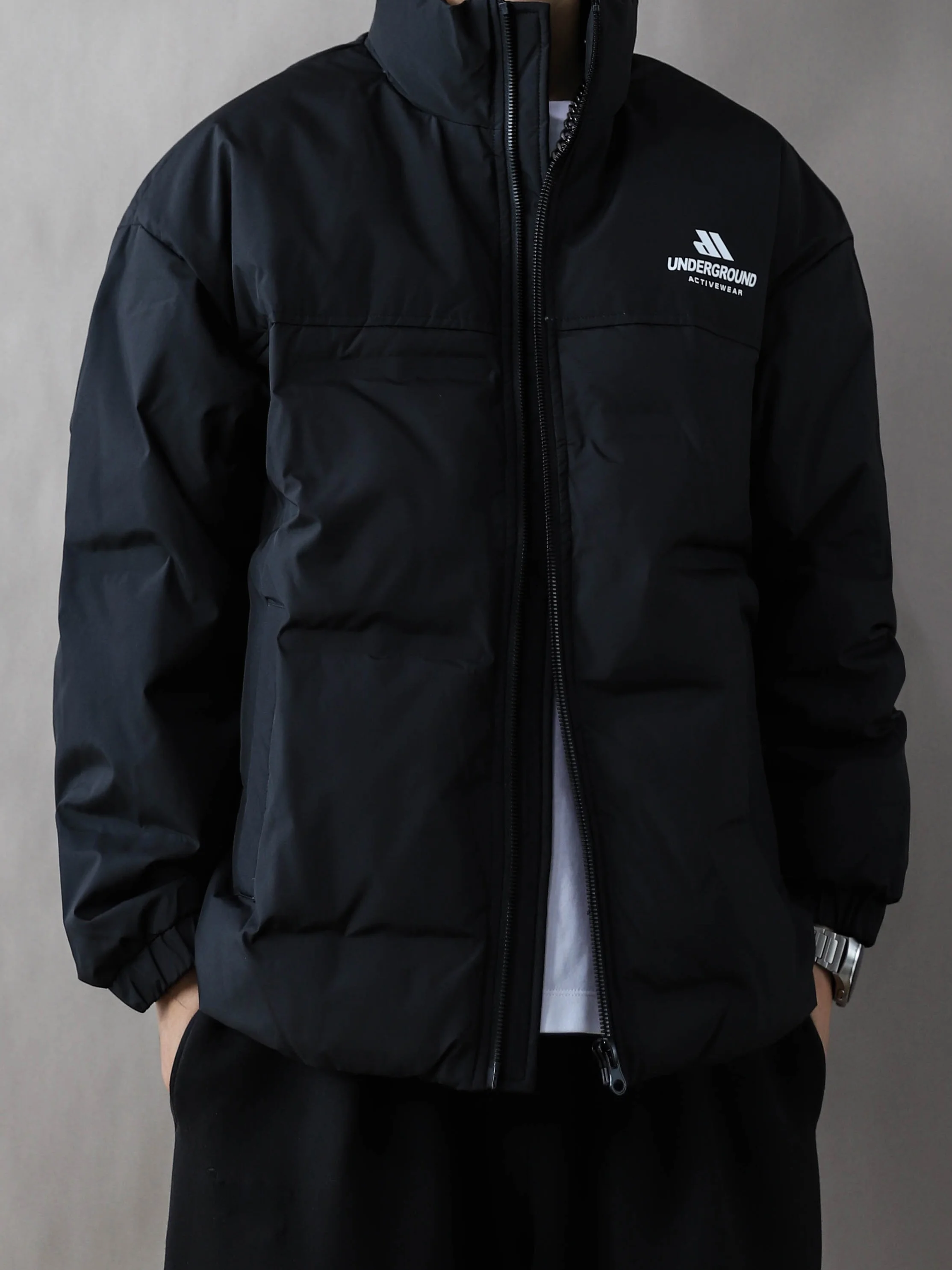 

Модная мужская утепленная куртка-пуховик с воротником-стойкой, теплая верхняя одежда в американском ретро-стиле, большие размеры, полиэстер