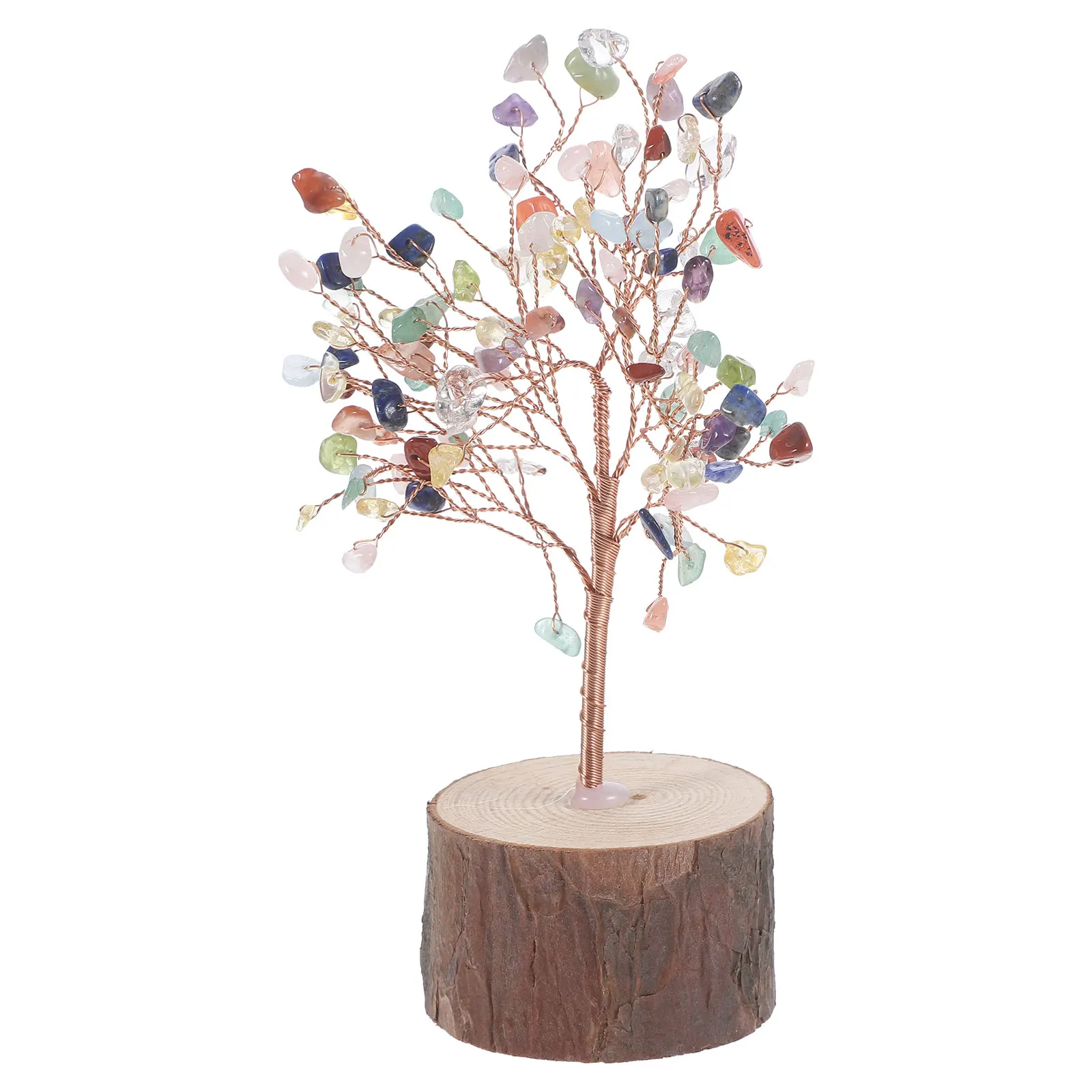 

Crystal Tree Ornament Decorative Bonsai Colorful Wooden Desktop Home Office Prosperity Tree Tabletop Adornment