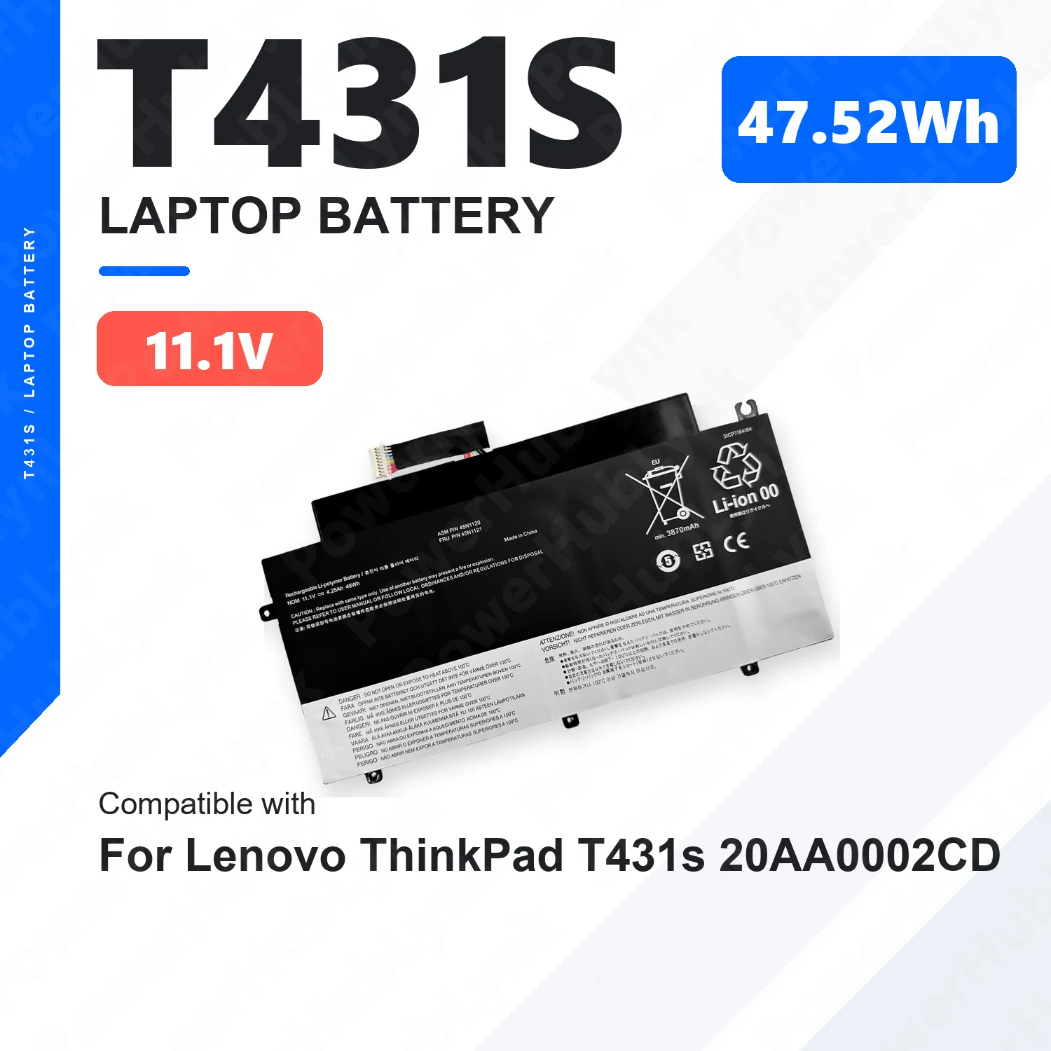 T431S 11.1V 47.52Wh Laptop Battery For Lenovo ThinkPad T431s 20AA0002CD 45N1120 45N1121 45N1122 45N1123