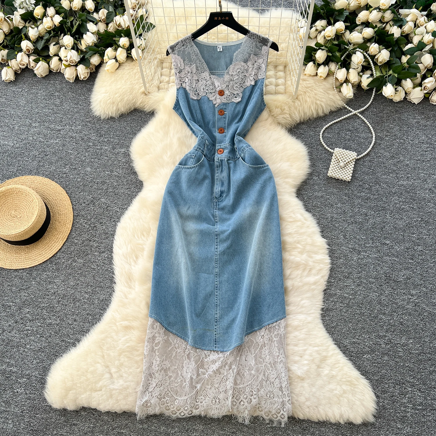 

Chic Elegant cowboy lace Dress Fairycore Birthday Evening Party Vestidos Vacation Sexy Women Long dress