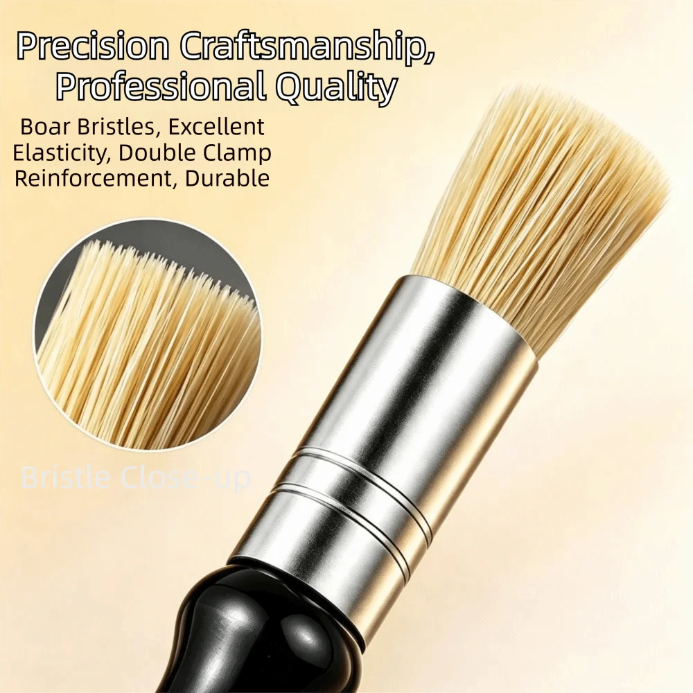 4/6 Pcs Ergonomic Painting Brushes Plastic Handle Natural Bristle Paint Brush Set Comfortable Grip Soft Sheddingresistant