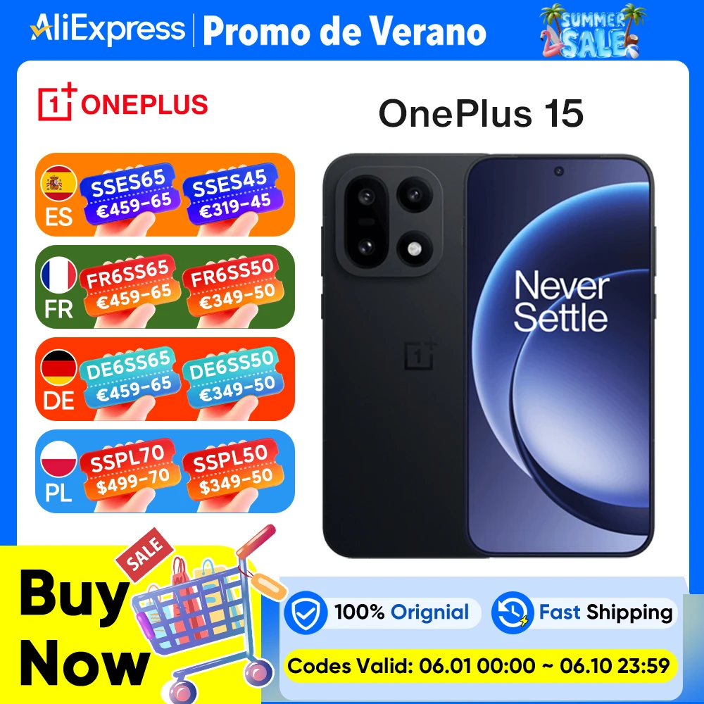 Smartphone OnePlus 15 5G (versión global) con Snapdragon 8 Elite Gen 5, pantall…