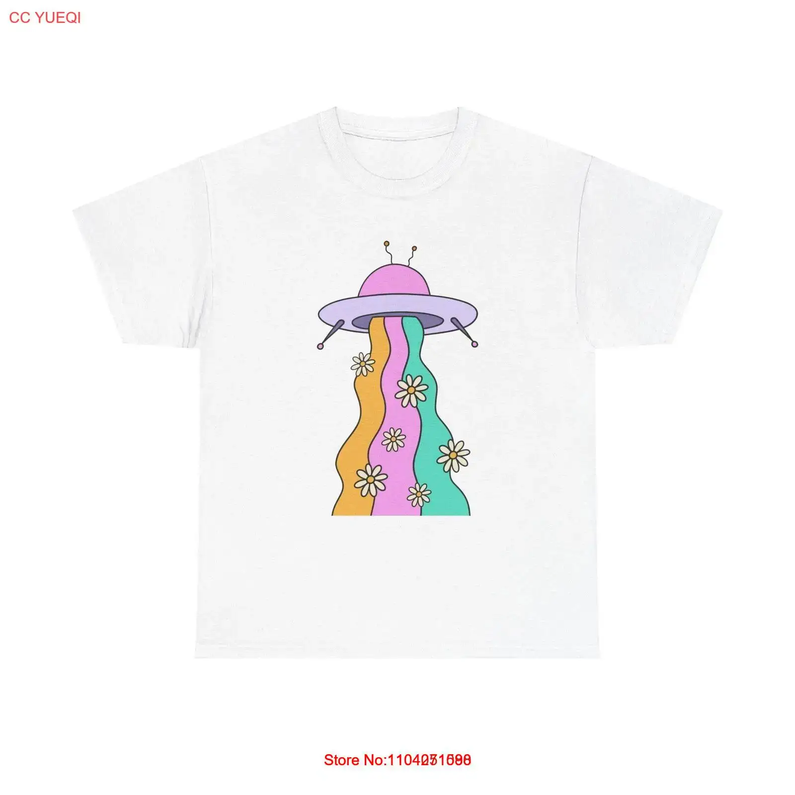 

Flower Power UFO T-Shirt - extraterrestrial groovy hippie peace love vintage art