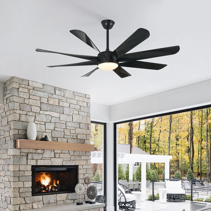 Model 804 62inch Electric DC Motor Modern Ceiling Fan Light Remote Control 8 Blades Plastic Material Timer Household Hotel