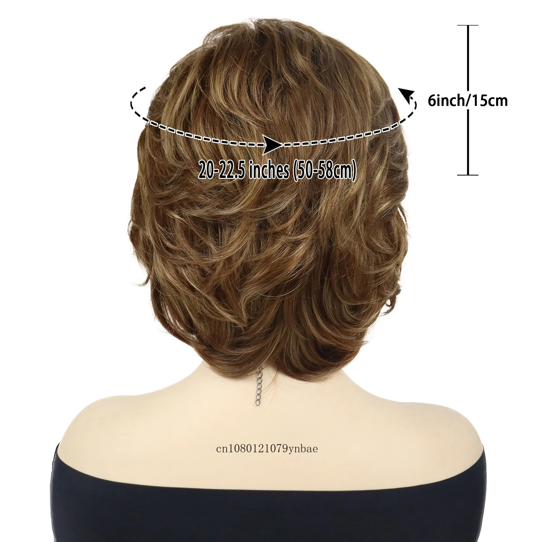 Natural Synthetic Hair Short Curly Brown Wigs for Women Mommy Wig with Bangs Daily Costume Party Use High Temperature Fiber