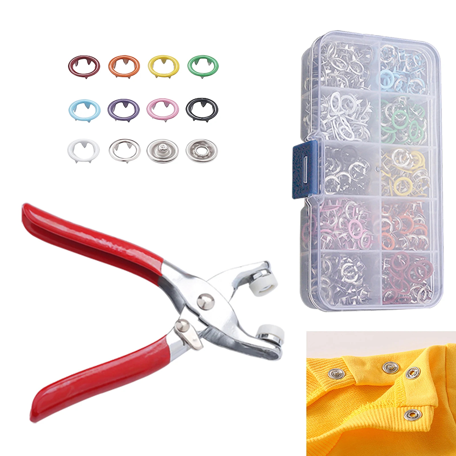 

9.5Mmfive Claw Buckle Mounting Tool Hidden Stainless Steel Baby Clothing Hollowed Out Heart Daughter Buckle Hand Press Clamp Set