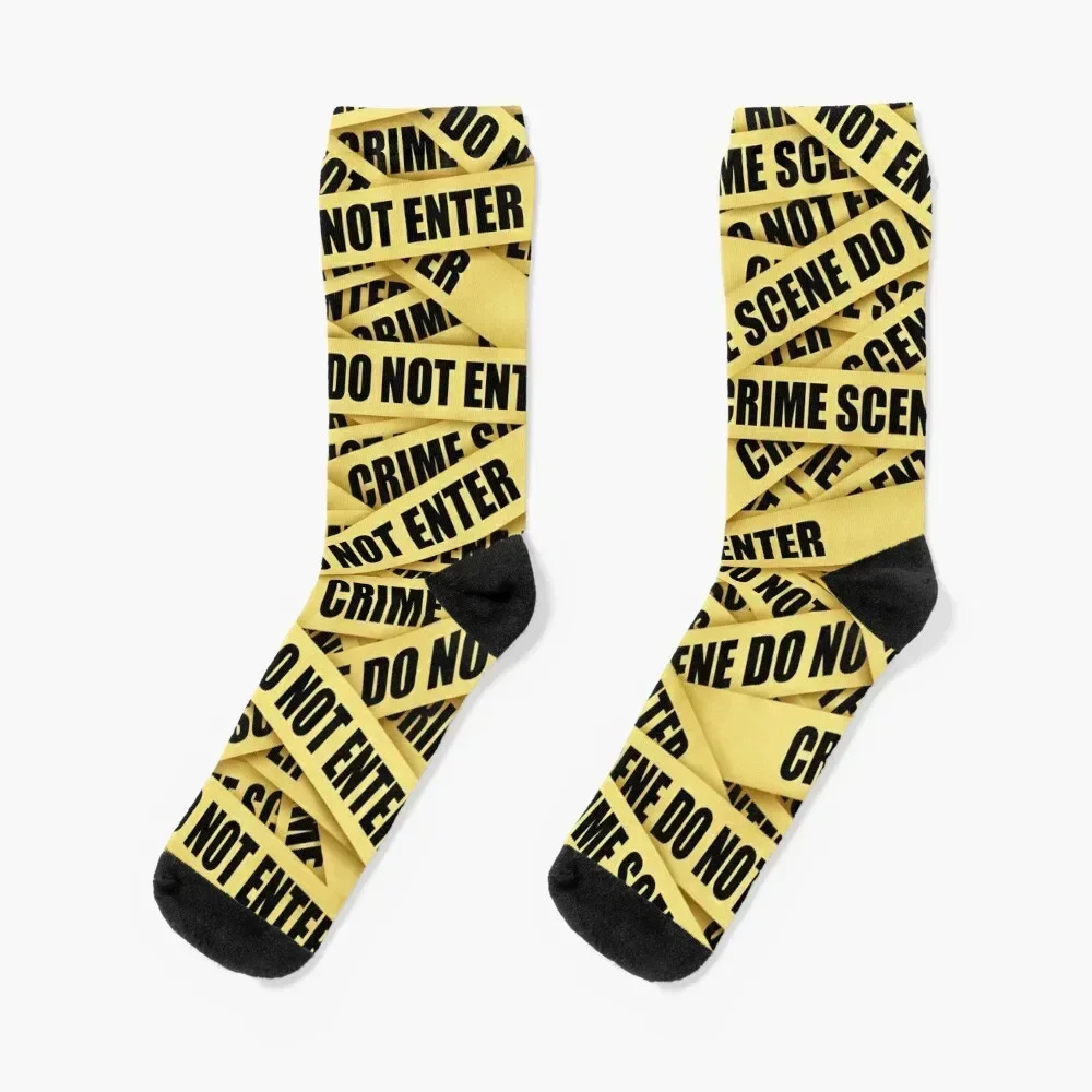 Crime Scene Tape Socks Novelties valentine gift ideas Antiskid soccer new year Women Socks Men's