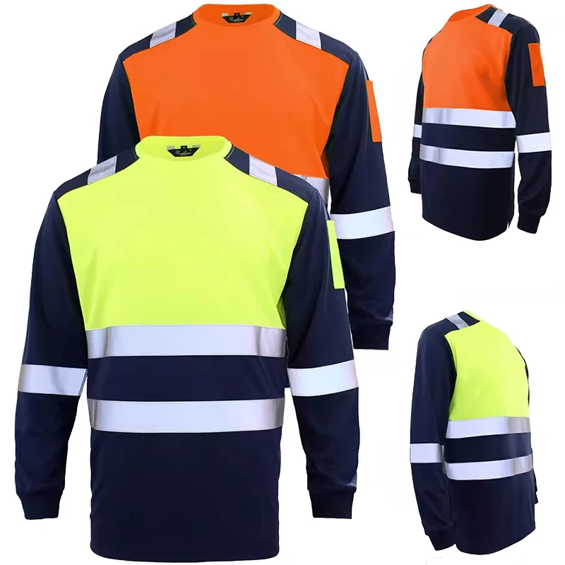 Reflective Shirt for Men Construction Long Sleeve Mining Safety Shirts Reflective High Visibility Hi Vis Workwear Shirts