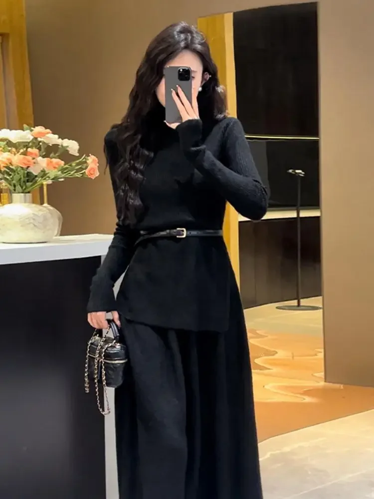 

Женское вязаное платье в стиле ретро, макси, вечернее платье с высоким воротником, женские платья, серые, длинные, базовые, молодежные, элегантные, довольно роскошные, новинка