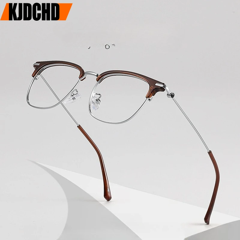 

KJDCHD New Fashion Titanium Myopia Optical Frame Blue Light Blocking Reading Glasses for Men Ultralight HD Prescription Glasses