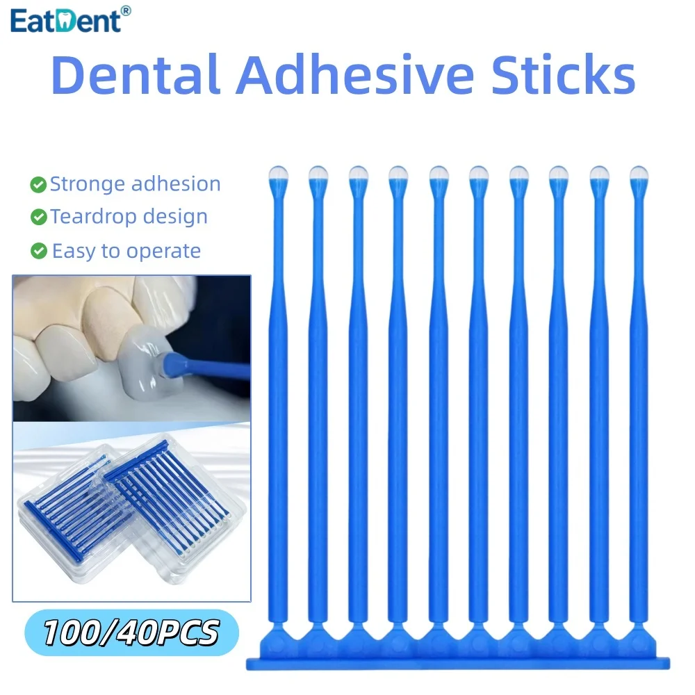 100/40PCS Dental Adhesive Sticks Disposable Adhesive Tip Applicator For Tooth Crown Porcelain Veneer Dentistry Materials Brush