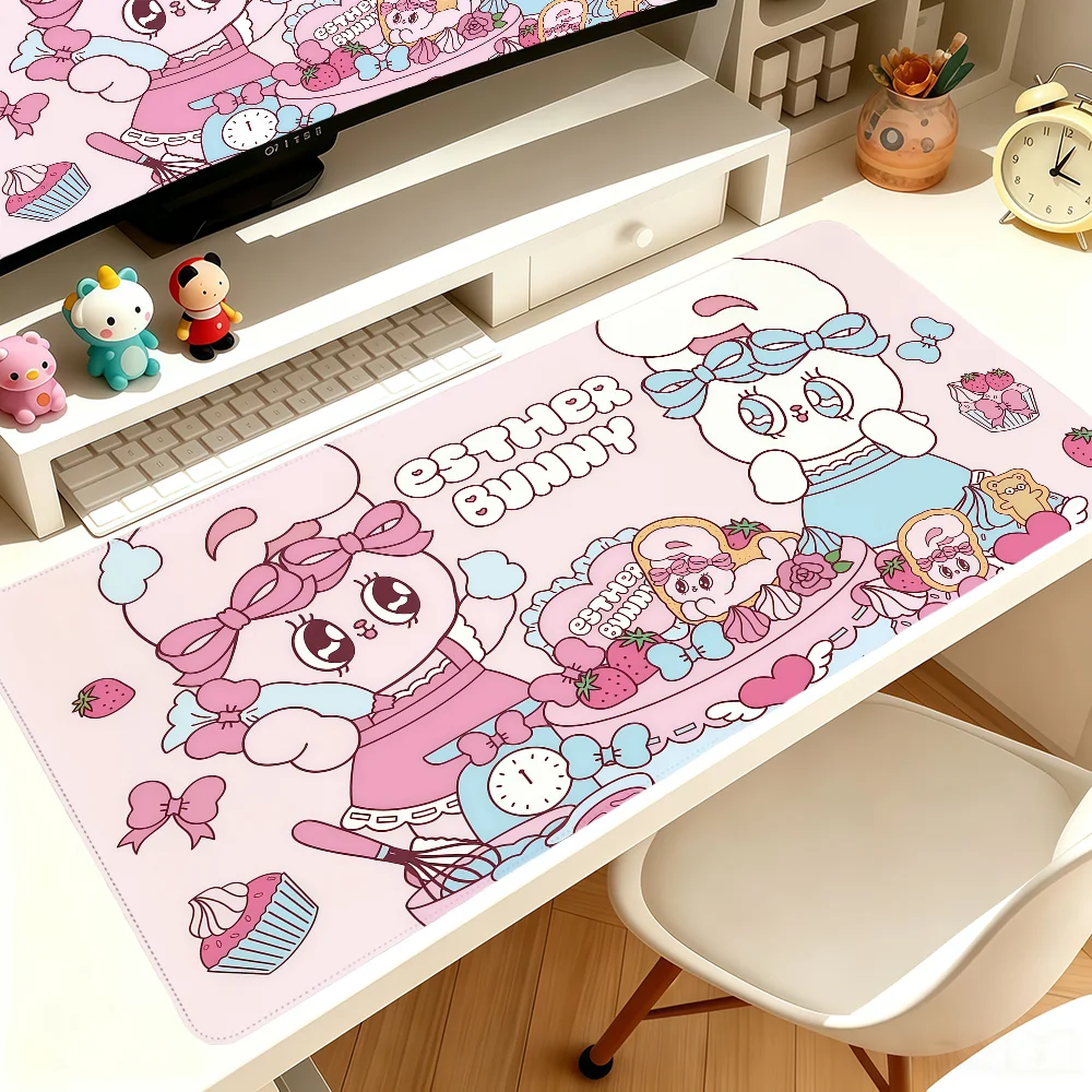 Kawaii B-Bunny Cute Mouse Pad Large Non-slip Lockedge Desktop Computer Desk Mat Keyboard Writing MousePad Office Gamer Student