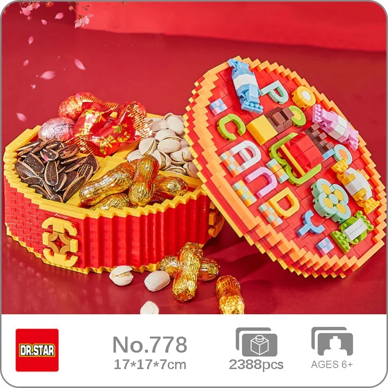 Dr.star 778 Sweet Candy Box Chocolate Sugar Jar Flower Fruit Plate Mini Diamond Blocks Bricks Building Toy For Children No Box