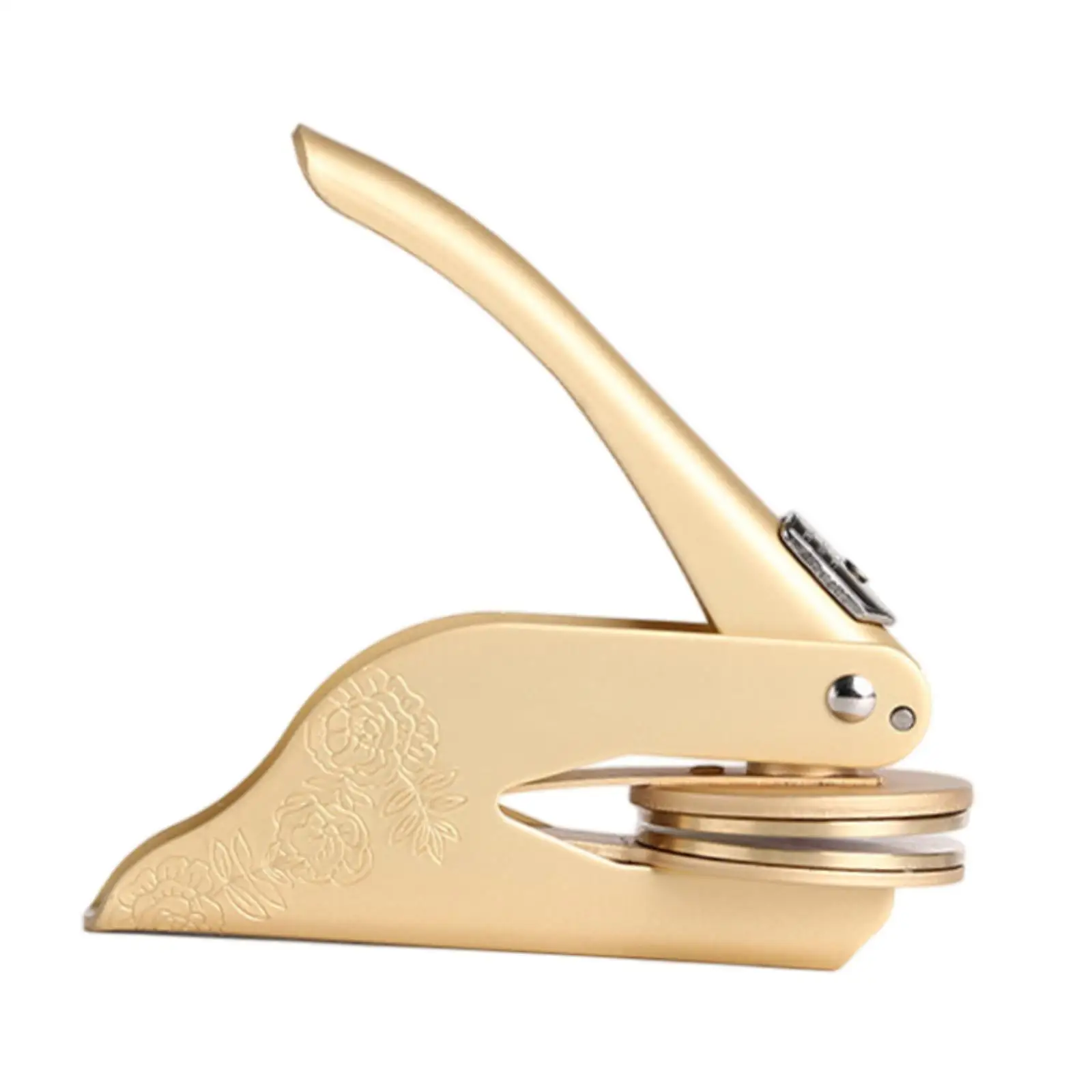 Handheld Book Embosser Comfort Grip Handle Stainless Steel Compact Embossing Stamp for Paper Napkins Notebooks