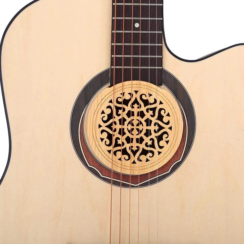 JEWooden-Couverture de trou sonore pour guitares folk acoustiques EQ, table de nuit, bois d'épicéa, style