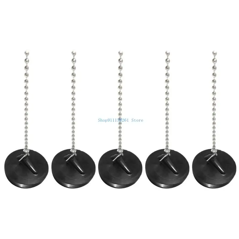 

H05E 5Pcs Bathroom Sink Plug with Chain Universals Rubber Drain Stopper Bath Sink Drain Stopper Plug Kitchen Sink Seal Plug