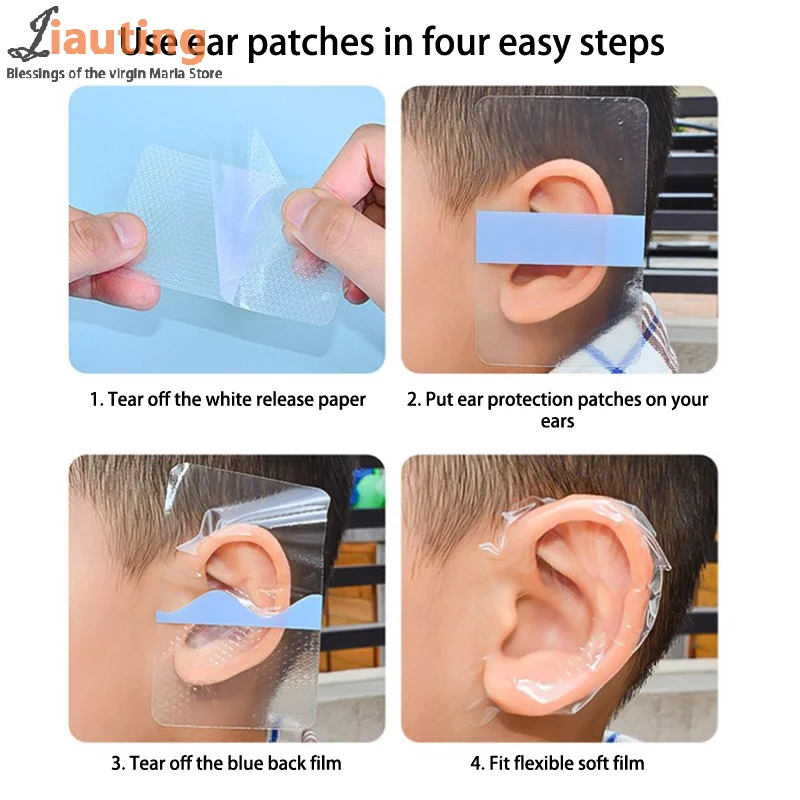 10Pcs/Set PU Film Silicone Gel Waterproof Ear Protector Baby Swimming Ear Shower Cap Tool Elliptical Square Waterproof Sticker