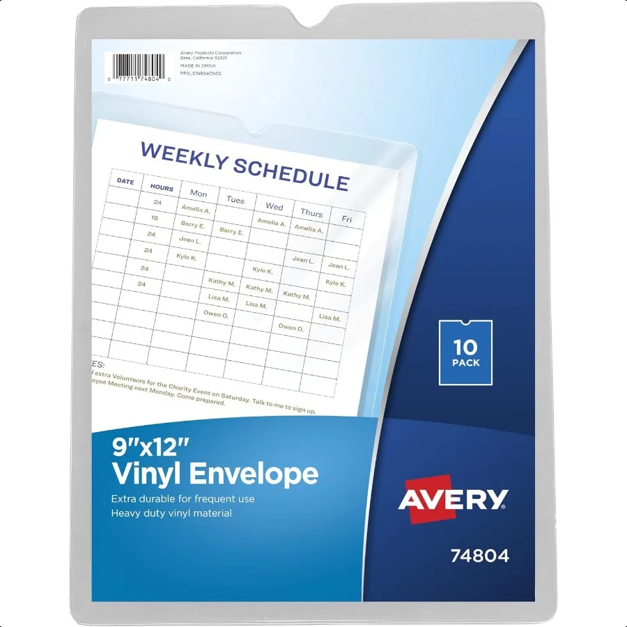 

File Envelopes 9 x 12 Travel Document Organizer Holds up to Sheets 10 Clear Vinyl Envelopes 74804