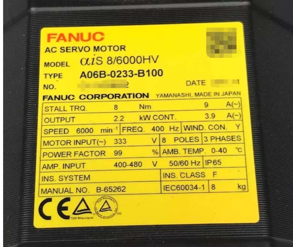 A06B-0233-B100 Fanuc محرك سيرفو يعمل بالتيار المتردد تم اختباره بشكل جيد A06B 0233 B100 #2