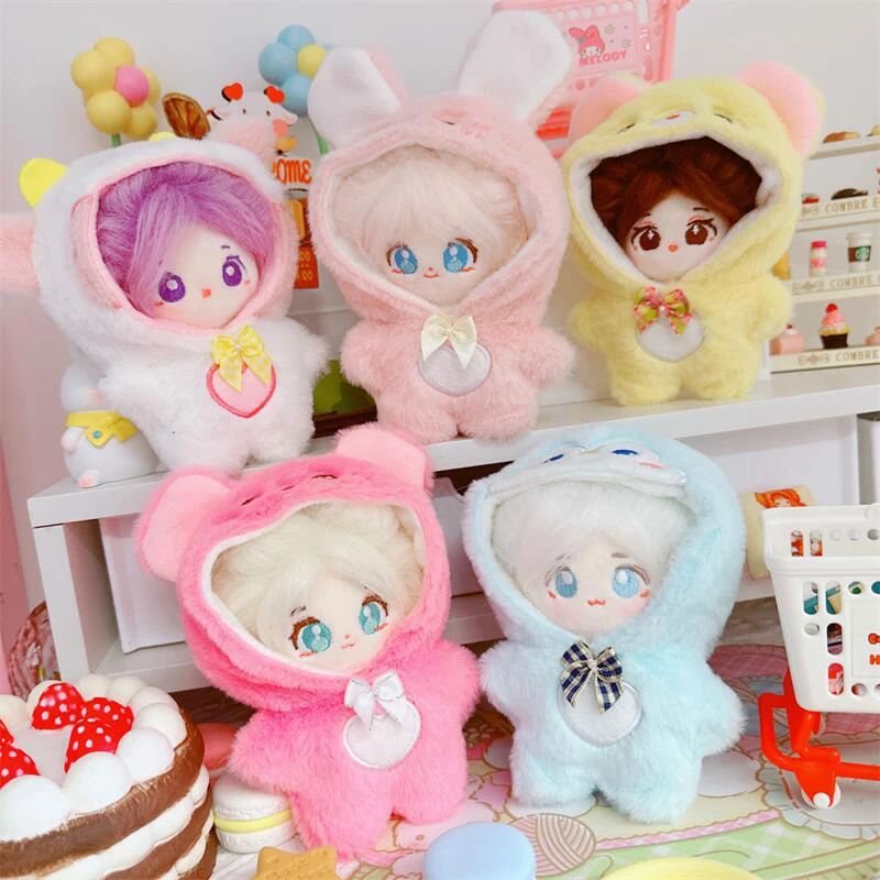 10cm Kawaii Idol Doll Clothes Cute Cartoon Fluffy Bear Penguin Animals Plushies Shawl Coat DIY Clothing Accessory Kids Gifts