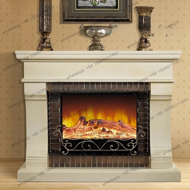 European 1.3/1 meters mantel solid wood decorative fireplace cabinet LDE simulation fire heating decorative core