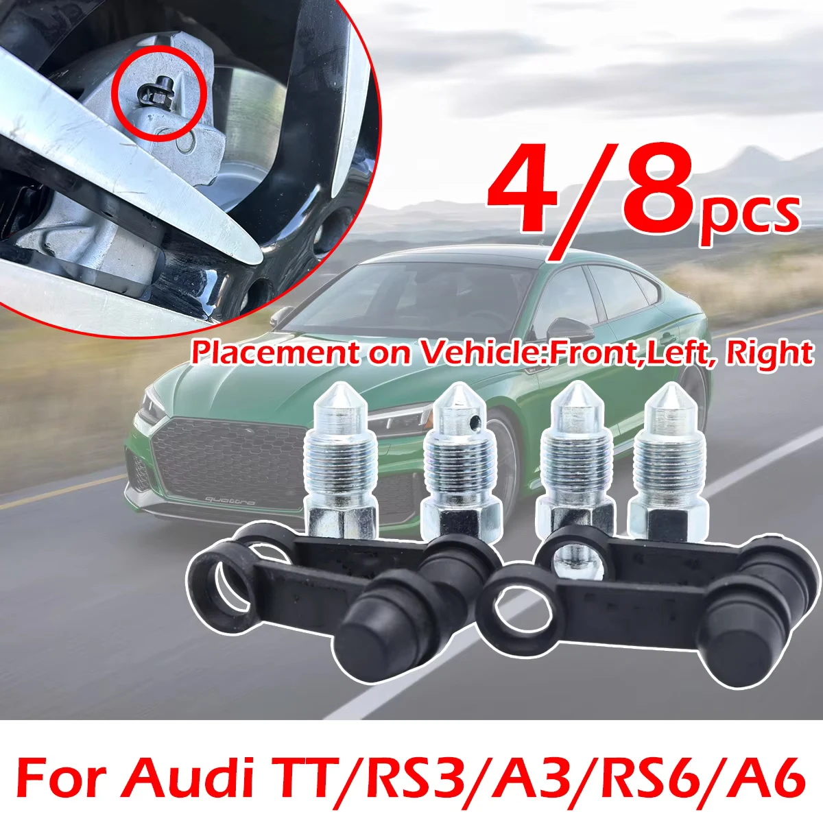1/2 kit Front Left Right Caliper Bleed Nipples Screws Repair Kit Replacement Accessories For Audi A6 RS6 C5 A3 RS3 TT 8J 2009-