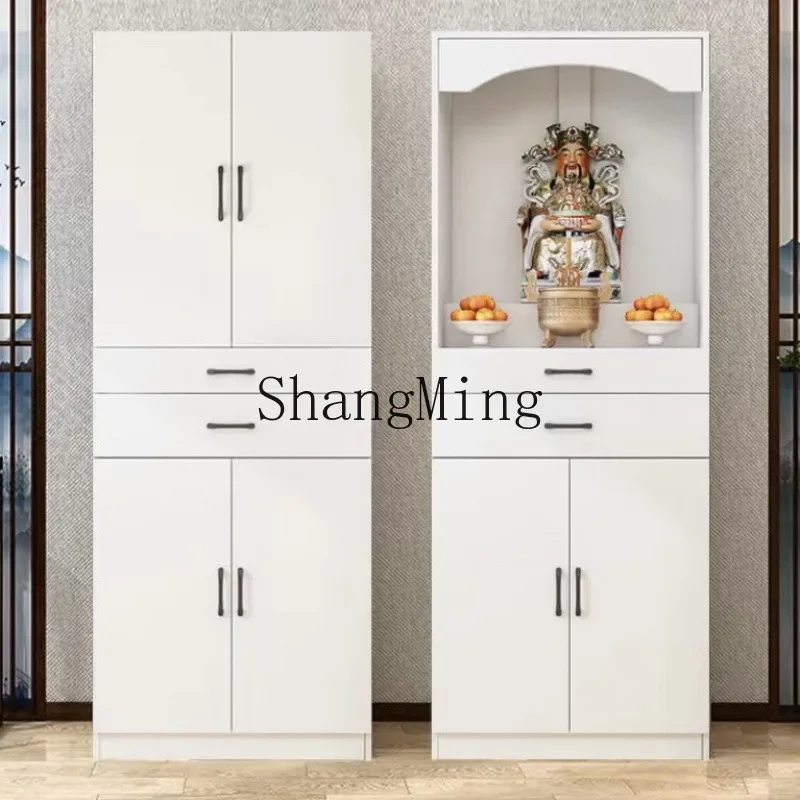 

SM New Chinese-style God of Wealth Cabinet Household Buddha Statue with Door Guan Gong Bodhisattva Devotion Platform