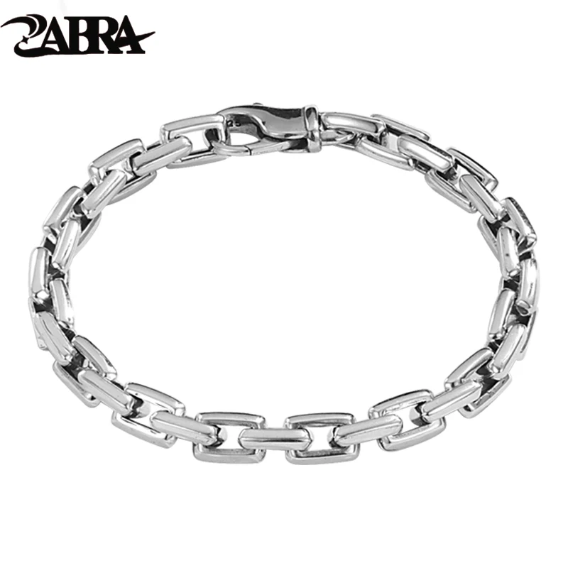 ZABRA S925 Silver Corner Chain Bracelet for Men's Light Luxury, Small and Simple, Elegant, and High End Handicraft