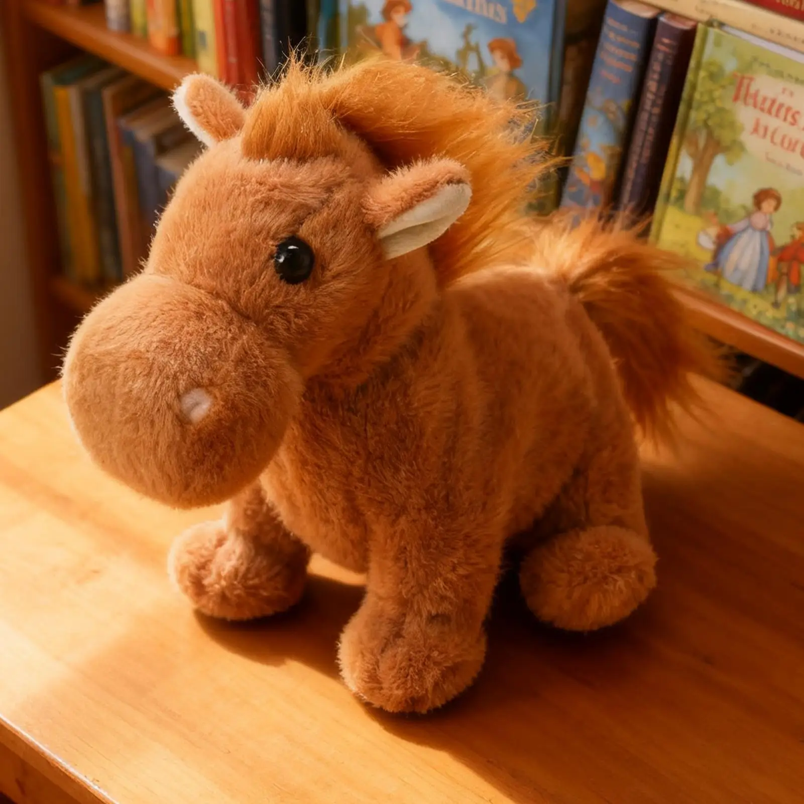 Peluche interattivo con bambola a forma di cavallo, morbido e carino, giocattolo di peluche elettrico parlante per esposizione di scaffali per soggiorno, camera da letto per bambini