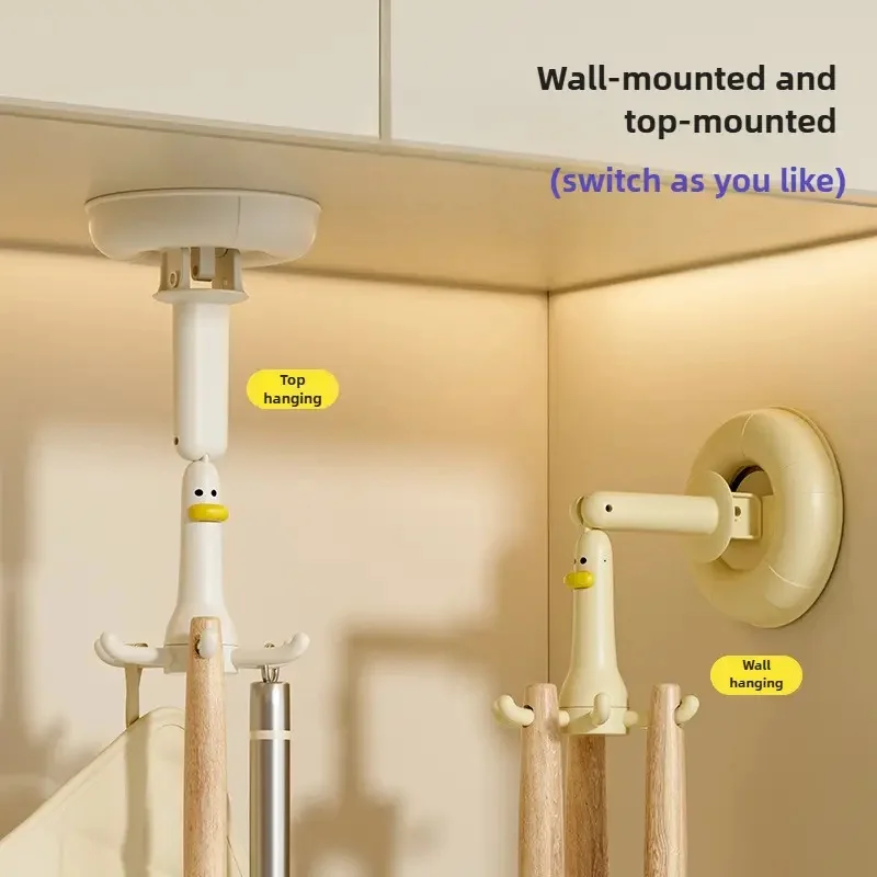 1 قطعة خطافات فائدة قابلة للتعديل مع كوب شفط 360 °   منظم منزلي إبداعي متعدد الوظائف بتصميم بطة دوارة على الحائط