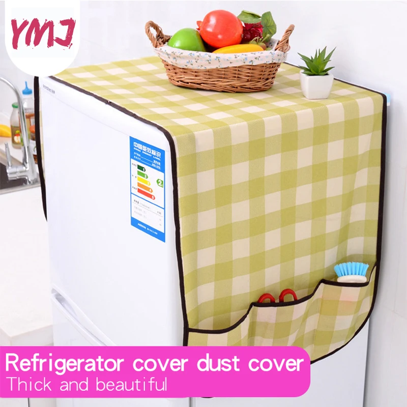 Refrigerator Dust Cover With Pocket Storage Bag Fridge Refrigerator-cover Washing Machine Storage Organizer Bags Hanging Bag