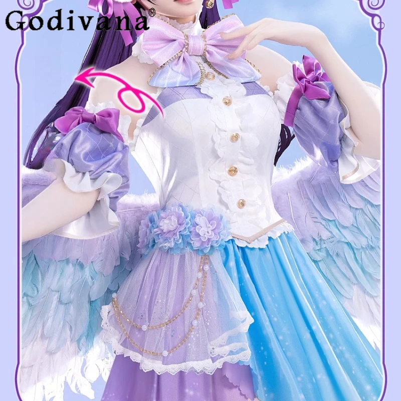 ホワイトバレンタインデー天使スカートセット女性ゲームゴージャスな素敵なスカートスーツ女性の弓襟制服コスプレ衣装