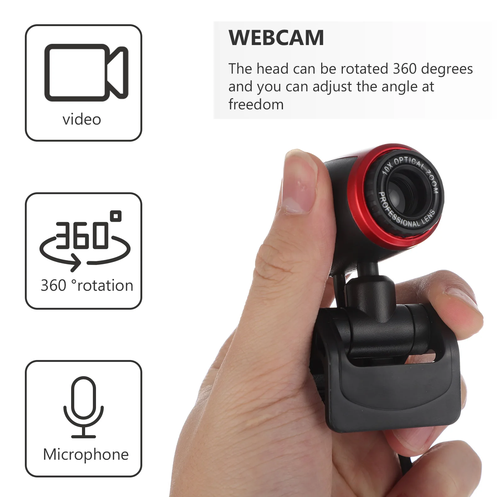 

1 Set Hd Webcam Auto Focusing Usb Web Camera 360 Degree Rotation Built-In Microphone For Live Streaming Video Conference Online