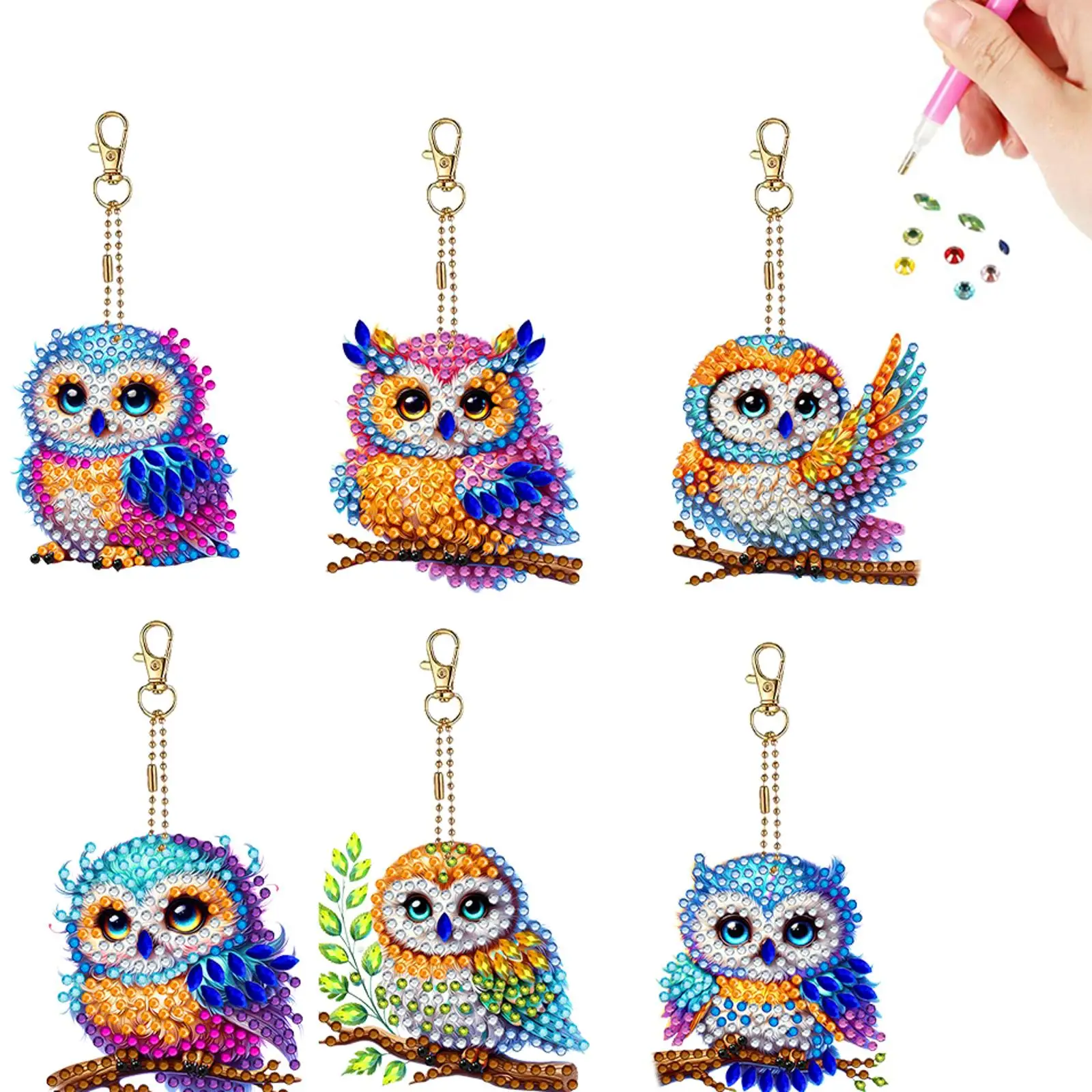 

6Pcs DIY Special Shape 5D Diamond Art Keychain Diamond Painting Keychain Diamond Art Painting Keychain Kit for Art Crafts
