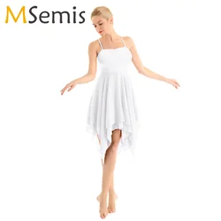 Women Asymmetrical Chiffon Dress Ballet Tutu Dress Modern Ballroom Adult Ballerina Stage Contemporary Lyrical Dance Costumes