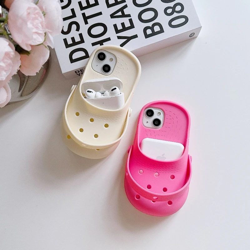

Soft 3D Funny Hole Shoes Phone Case Suitable For iPhone 15 16 Pro Max 16pro Iphone16 Shoes Silicone Cover Protection