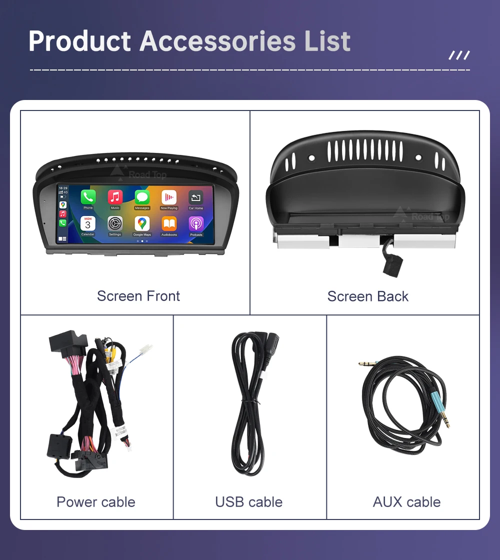 Road Top Wireless CarPlay Touchscreen für BMW 3er/5er Serie E90/E91/E92/E93 E60 E61 E62 CCC/CIC Multimedia Autoradio Android Auto – Detail 19