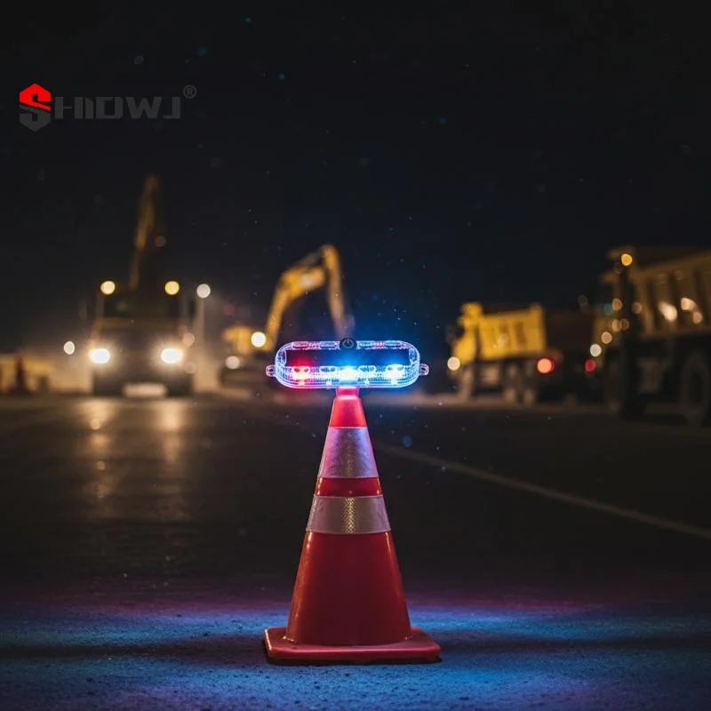 Solar Flashing LED Road Warning Light for Building Sites and Night Time Security Patrols 2PCS