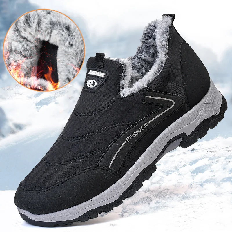 

Boots Men Snow Outdoor Mens Fur Shoes Men's Winter Boots Hiking Ankle Boots Waterproof Men Shoes Work Shoes Footwear