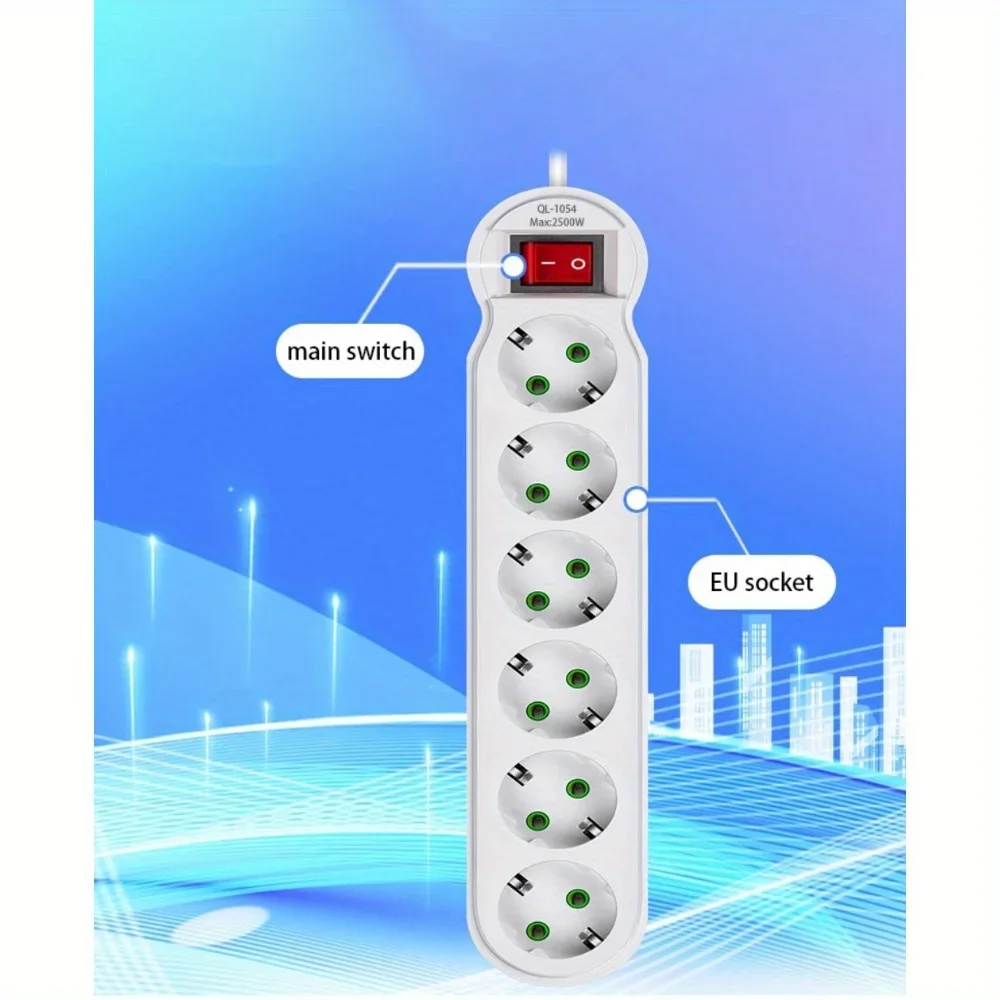 EU Plug Power Strip 3/4/5/6 Outlet Multitap Electrical Outlets Extension 2m Extension Cord Socket Fast Charge Home Appliance