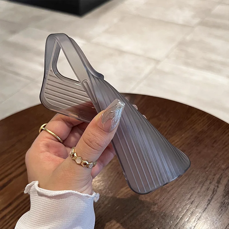 Matte Corrugated Texture Soft Phone Case for iPhone 17 Air 16 Plus 15 14 13 12 11 Pro Max Translucent Frosted Protective Cover