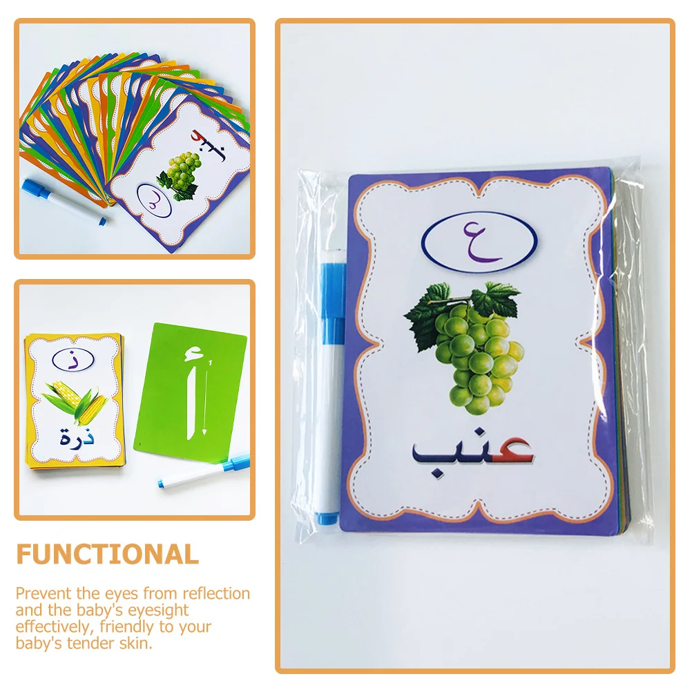 1 세트 아랍어 단어 플래시 카드 어린이를위한 컬러 교육 학습 감각인지 발달 유치원 교육 도구