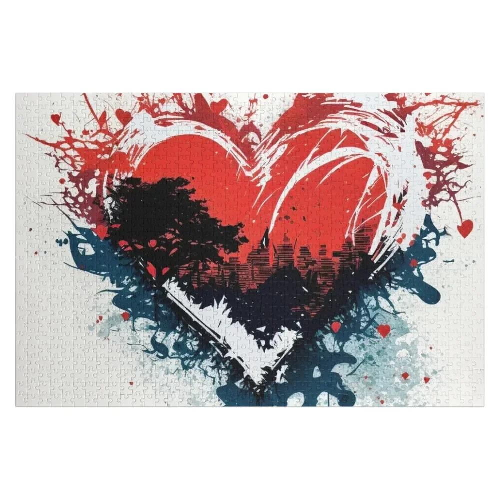 Graffiti Heart Jigsaw Puzzle Wooden Decor Paintings Woods For Adults Custom Puzzle